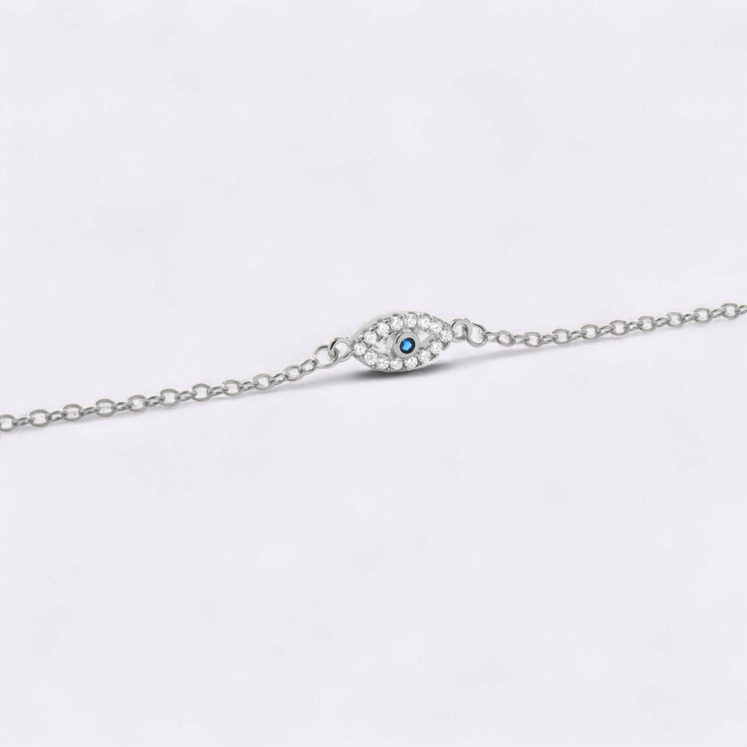 Dainty Evil Eye Charm Bracelet in 925 sterling silver