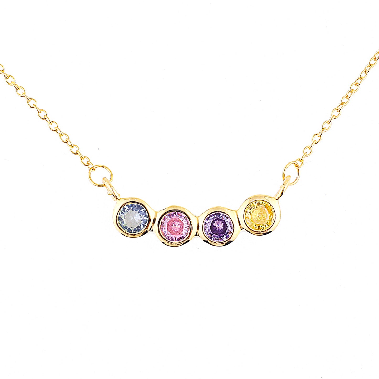 Dainty Family Birthstones Necklace in gold tone