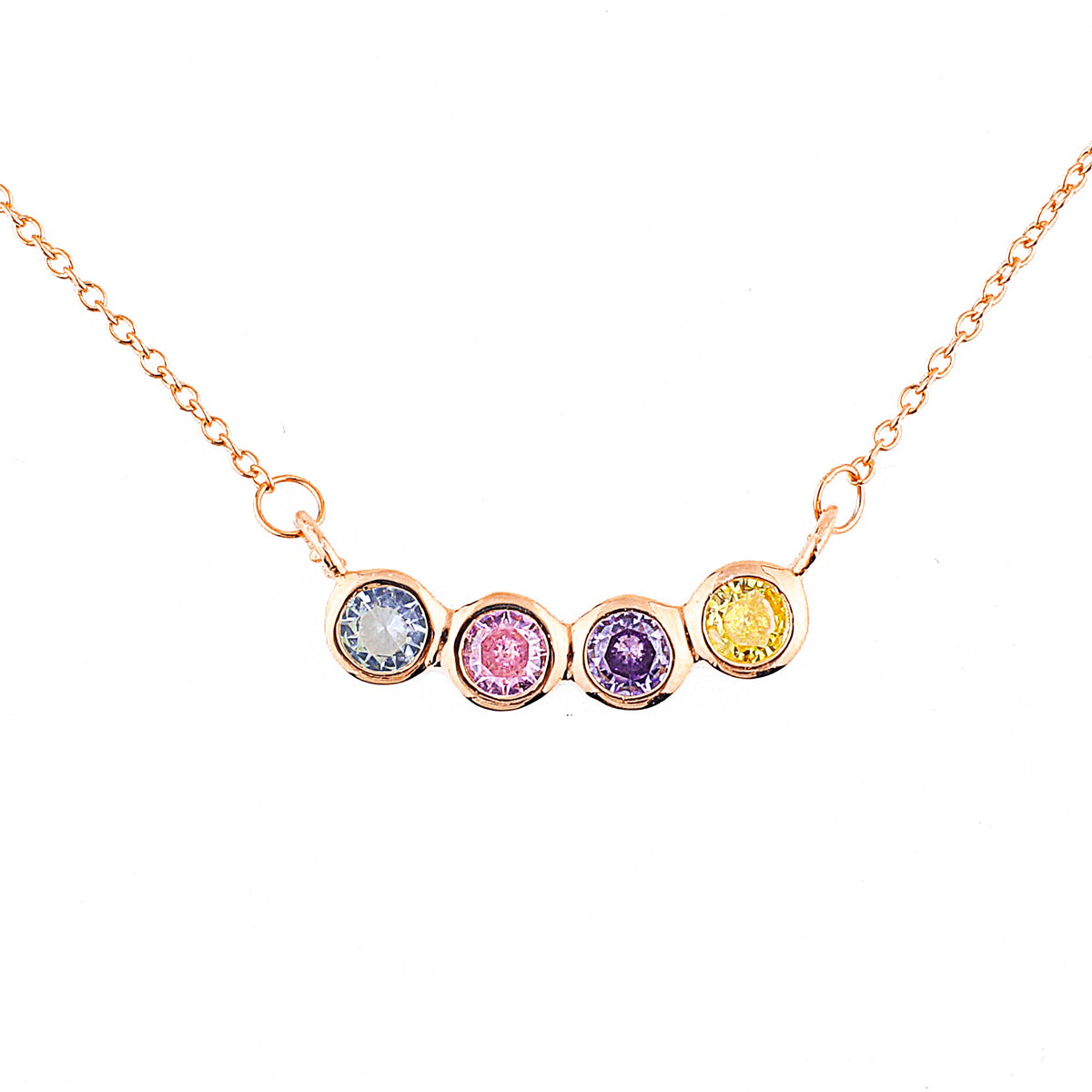 Dainty Family Birthstones Necklace in rose gold tone