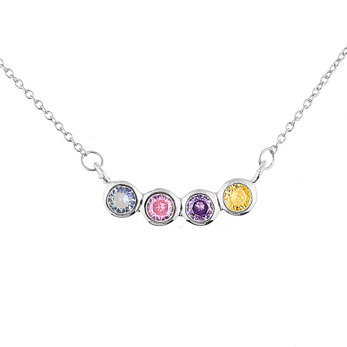 Dainty Family Birthstones Necklace in 925 sterling silver