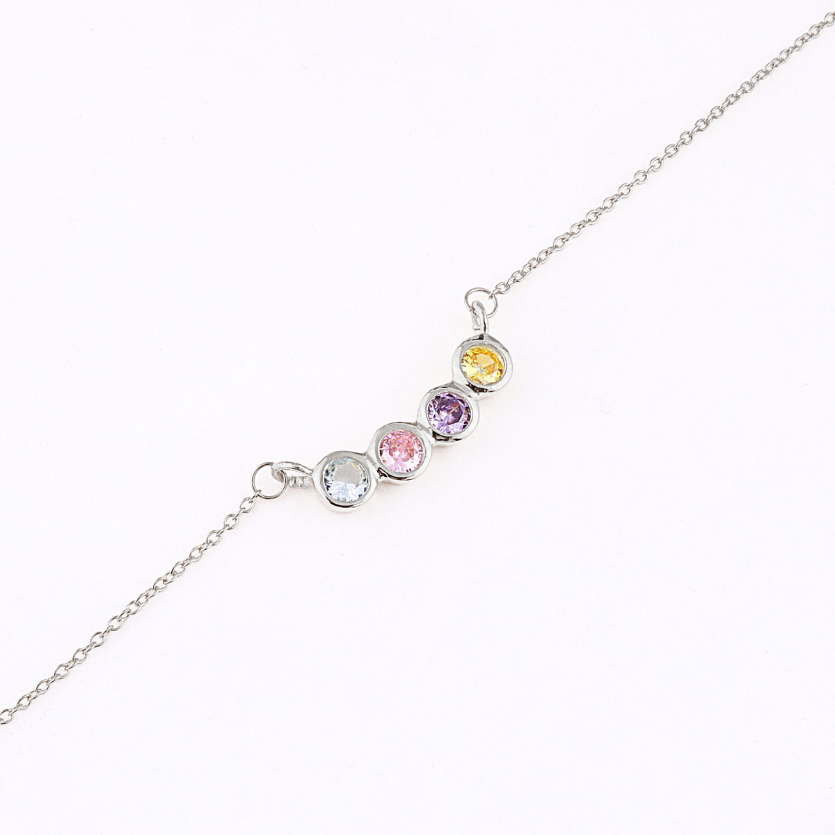 Dainty Family Birthstones Necklace in 925 sterling silver