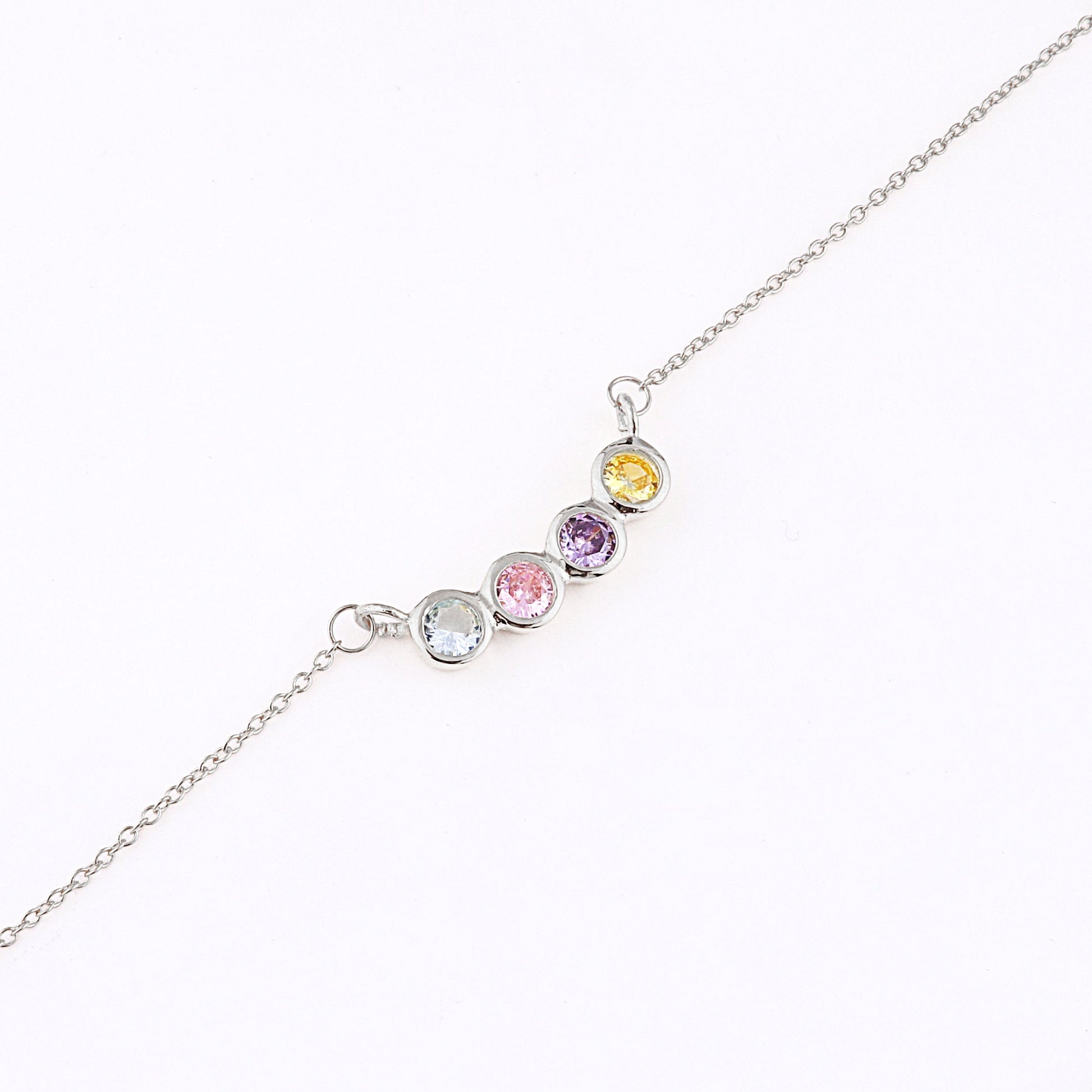 Dainty Family Birthstones Necklace in 925 sterling silver