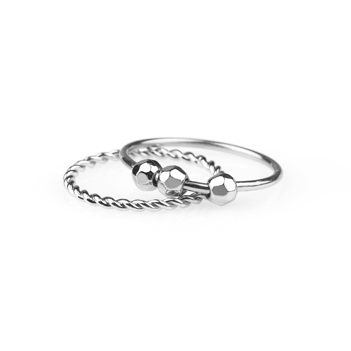 Zierlicher stapelbarer Perlen-Fidget-Ring-Set
