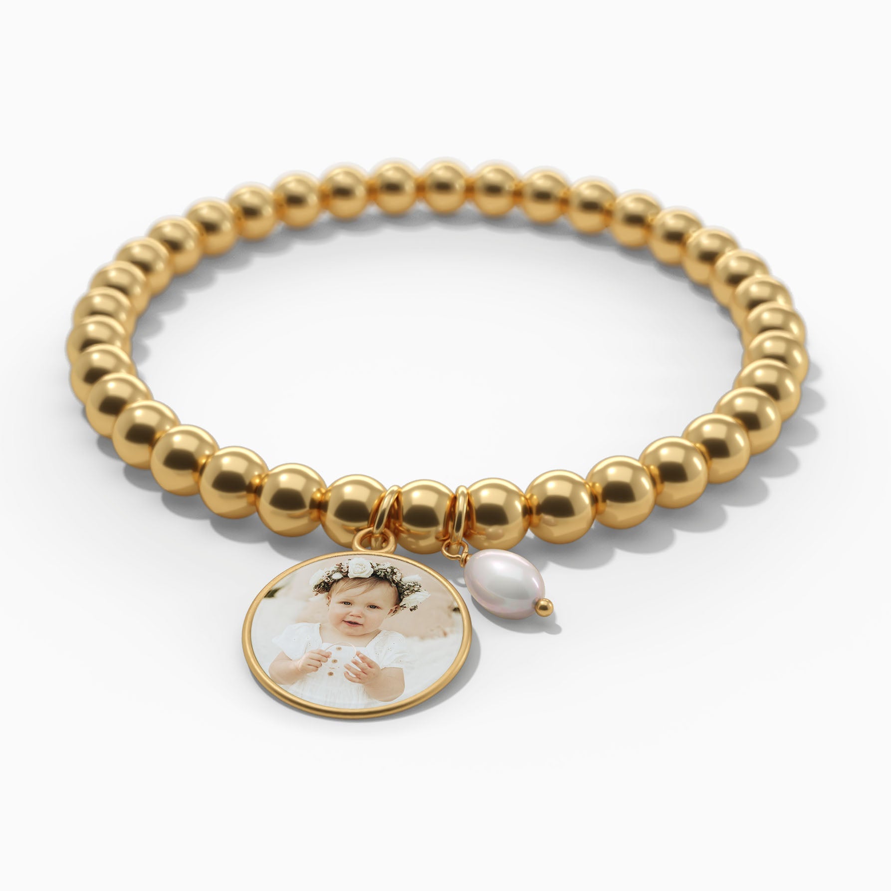 Personalized Photo Diana Charm Bracelet in gold tone