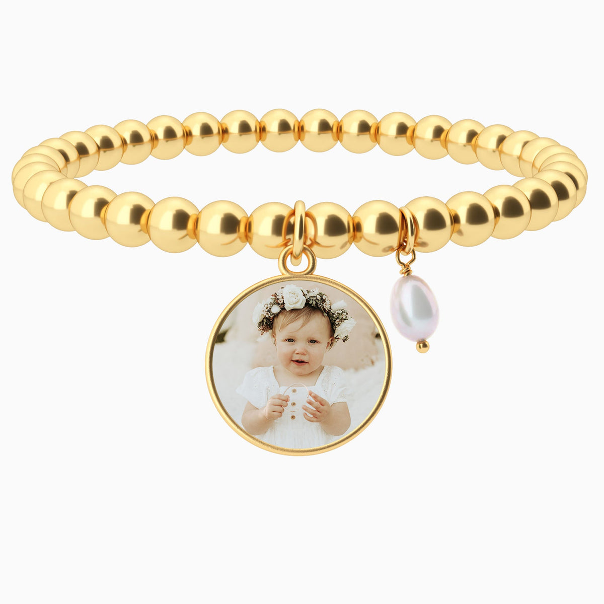 Personalized Photo Diana Charm Bracelet in gold tone
