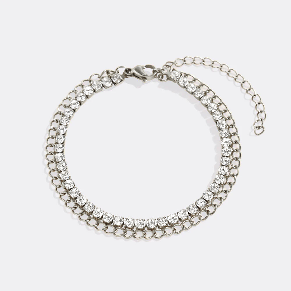 Double Chain Tennis Bracelet in 925 sterling silver