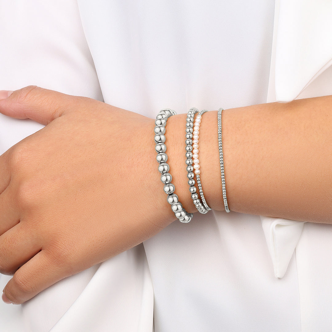 Everyday Pearl Bracelet Stacking Set in 925 sterling silver