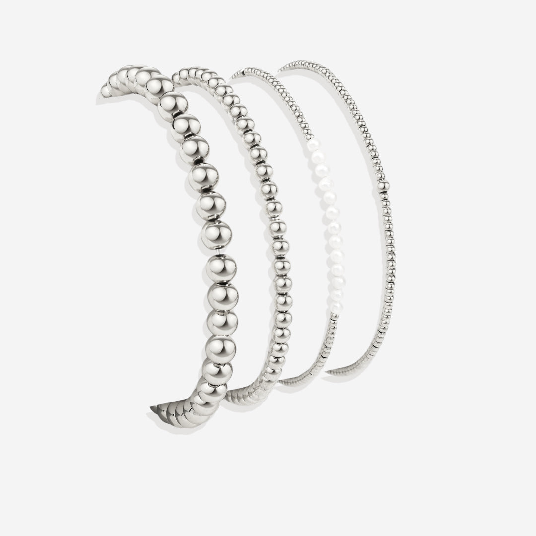 Everyday Pearl Bracelet Stacking Set in 925 sterling silver
