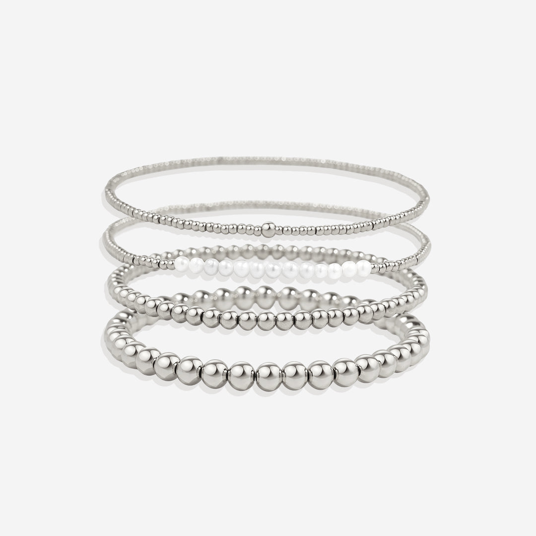 Everyday Pearl Bracelet Stacking Set in 925 sterling silver