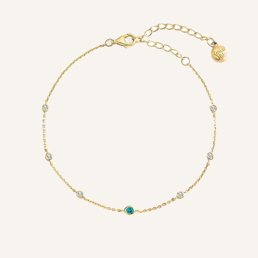 March Birthstone Station Bracelet — Vanny Jewels