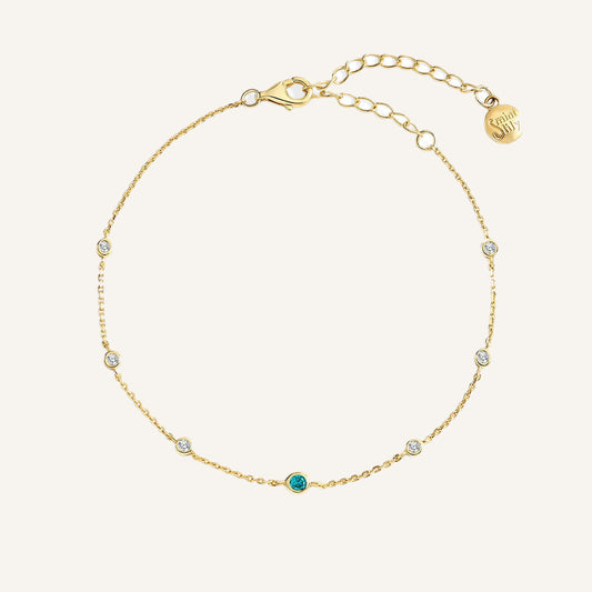 March Birthstone Station Bracelet — Vanny Jewels