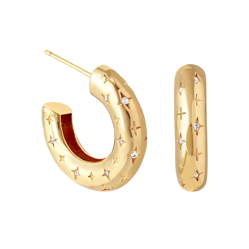 Falling Stars Dome Hoops earrings — Vanny Jewels