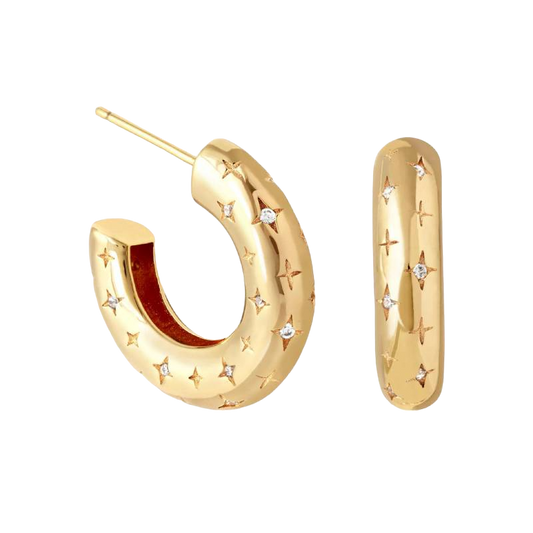 Falling Stars Dome Hoops earrings — Vanny Jewels