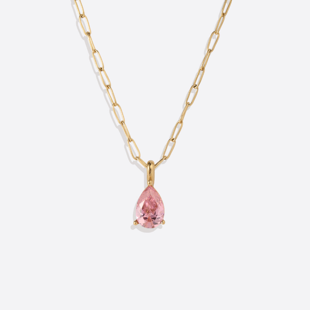 Geburtsstein-Anhänger-Halskette mit filigraner Paperclip-Kette