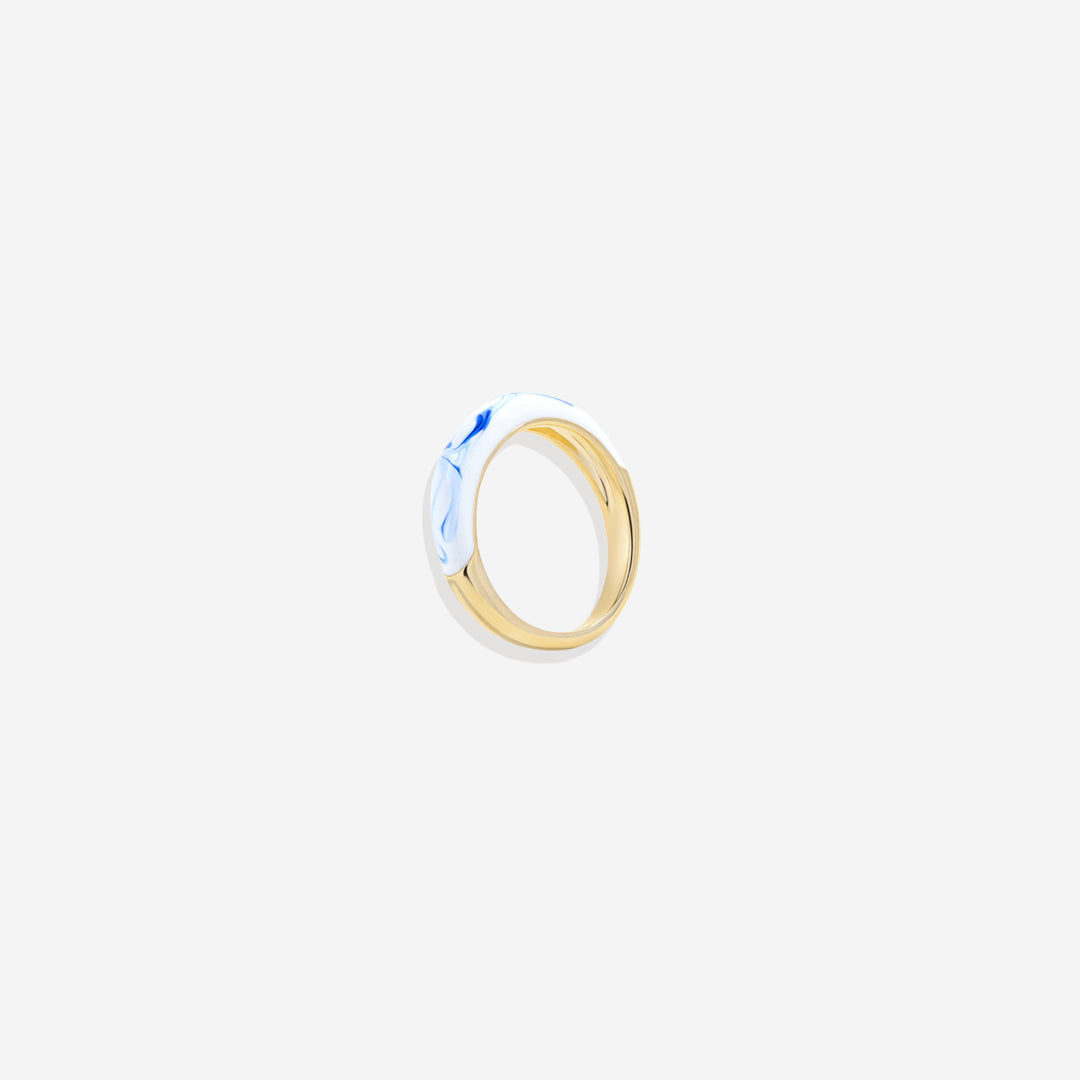 Ring mit blauer Porzellan-Kuppel