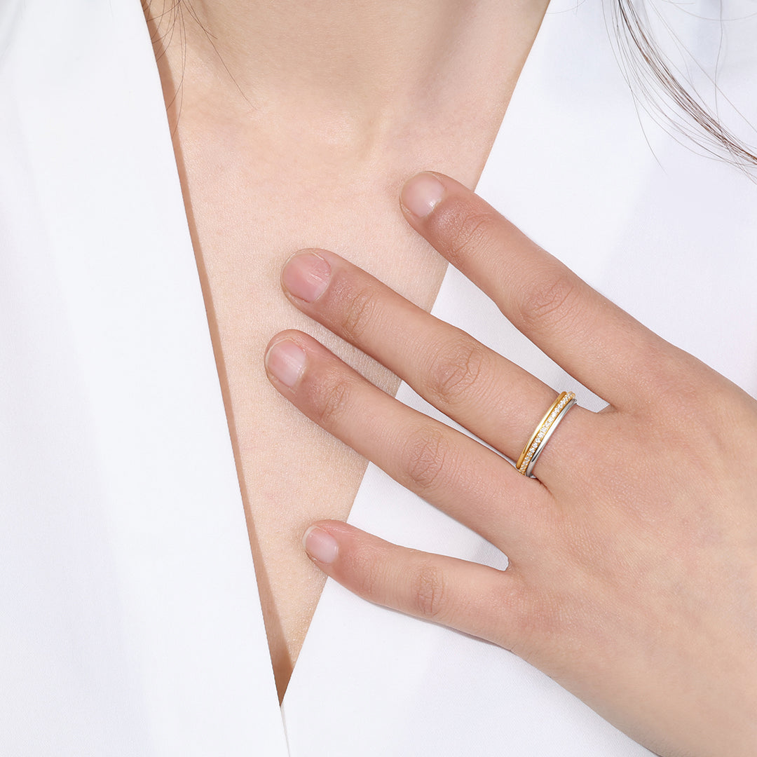 Set di anelli impilabili in oro e argento