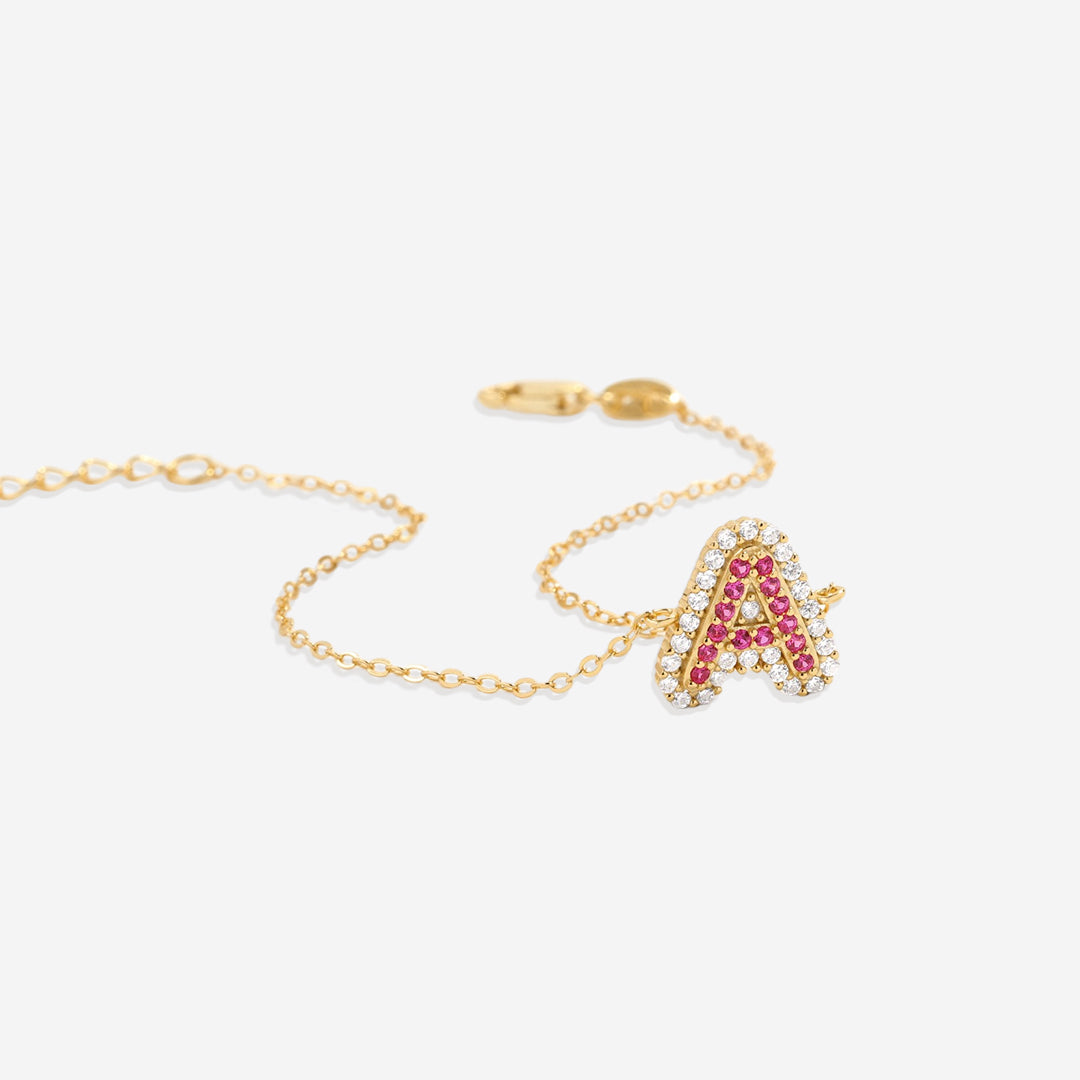 Pinkes Pave-Initialen-Armband