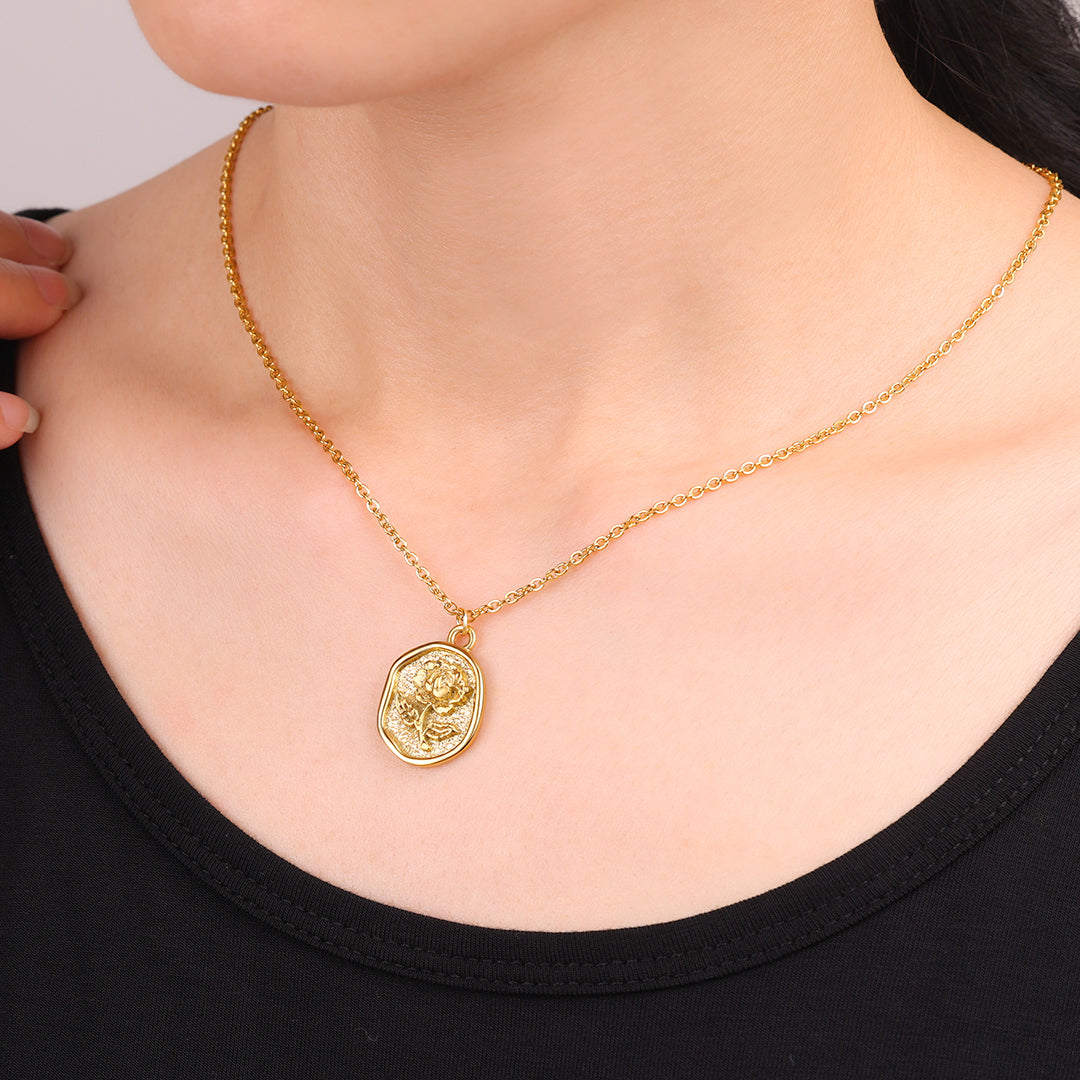 Collana Pendente Rosa Stampata