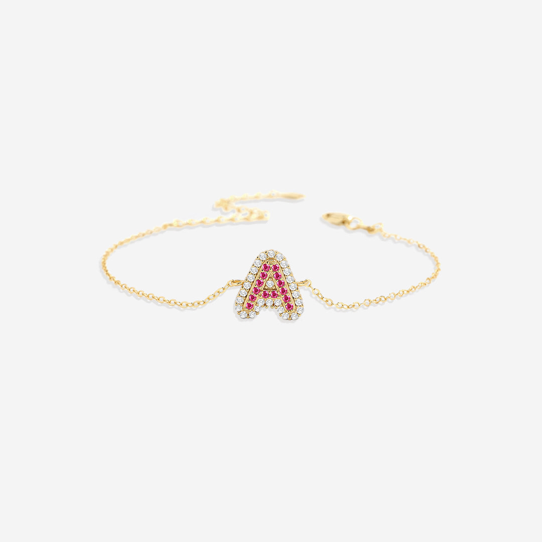 Pinkes Pave-Initialen-Armband