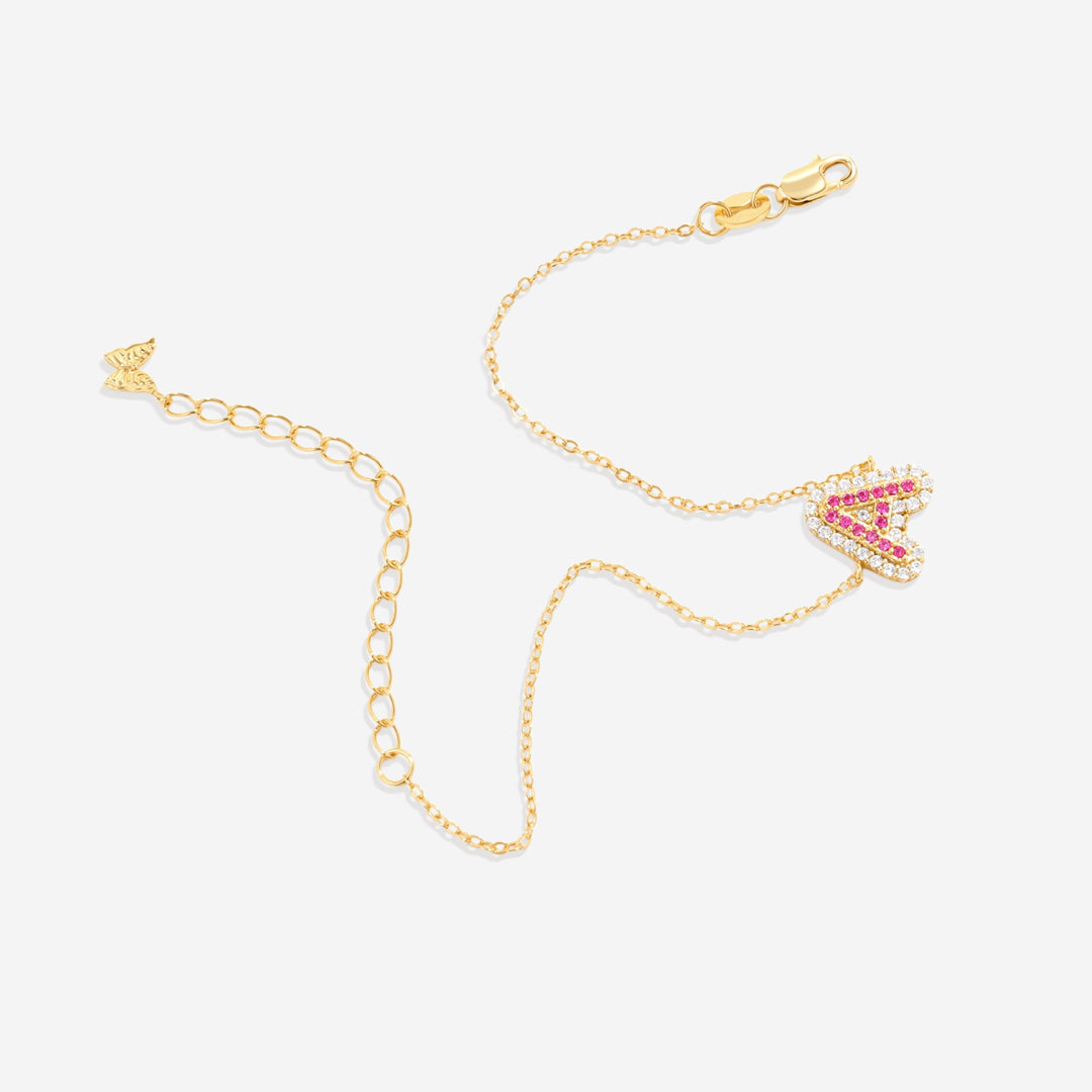 Pinkes Pave-Initialen-Armband