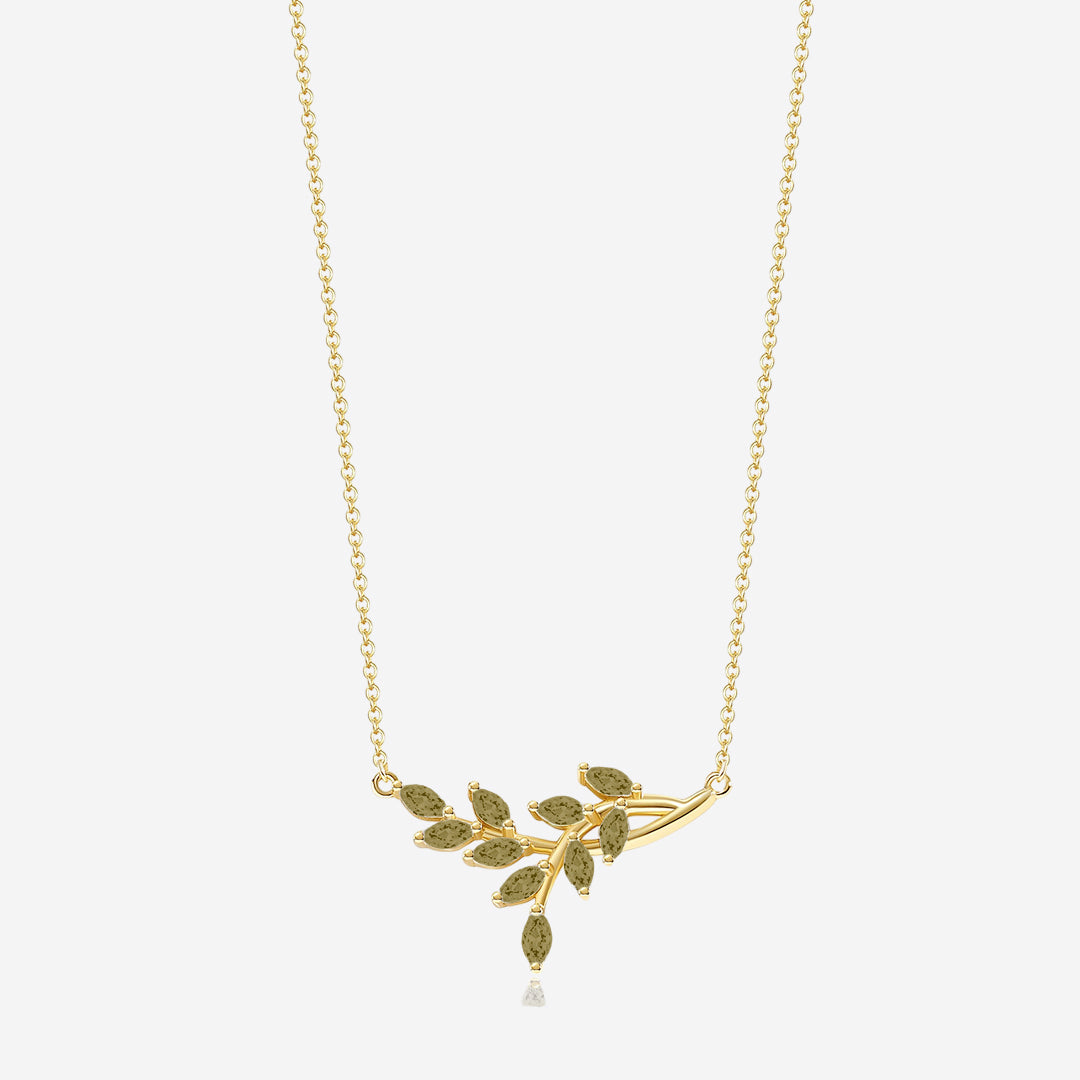 Collana pendente a foglia con pietra portafortuna
