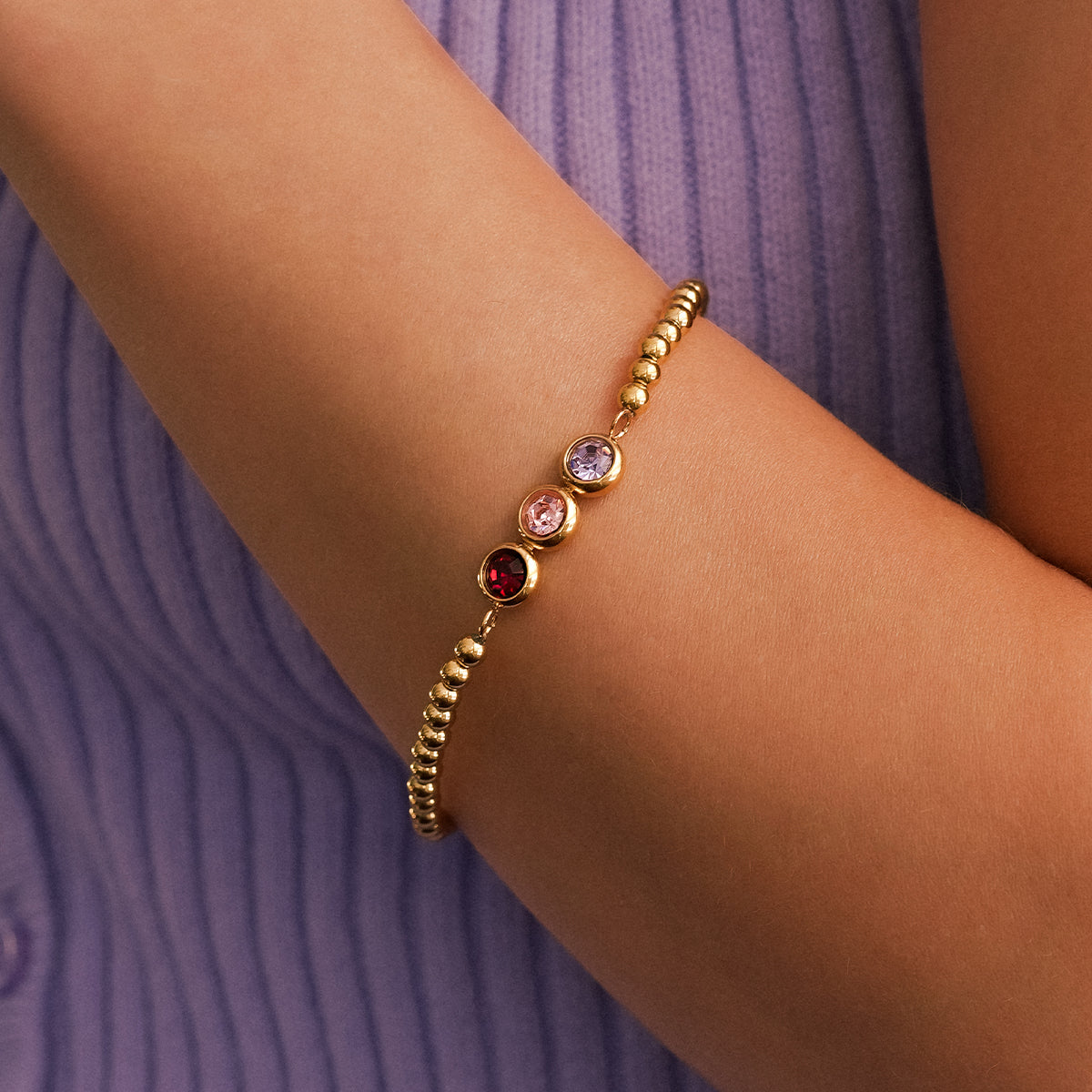 Personalisiertes Geburtsstein-Perlenarmband