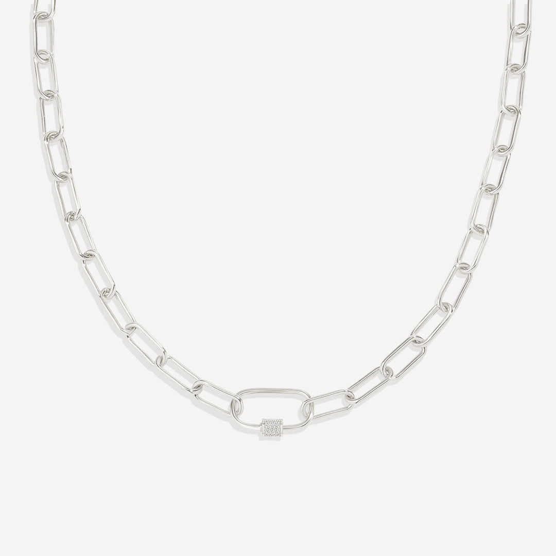 Collana a catena con moschettone pavé
