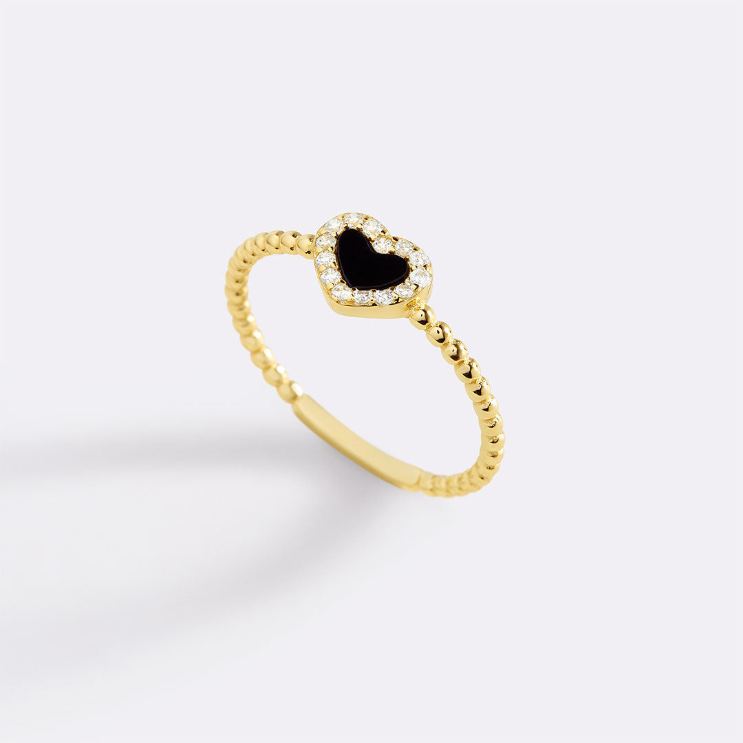 Anello a Fascia con Cuore in Gemma Minuscola