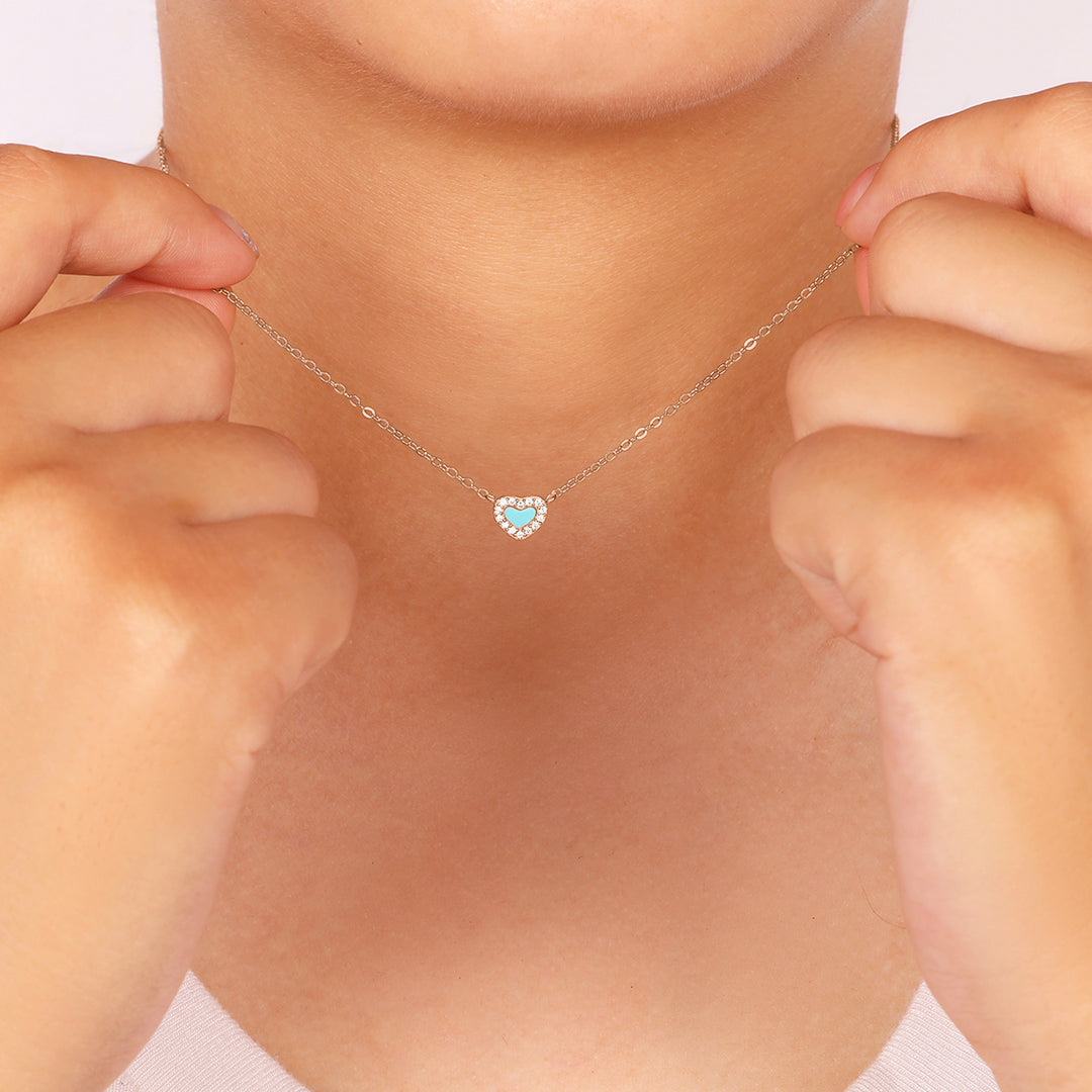 Girocollo con cuoricino turchese