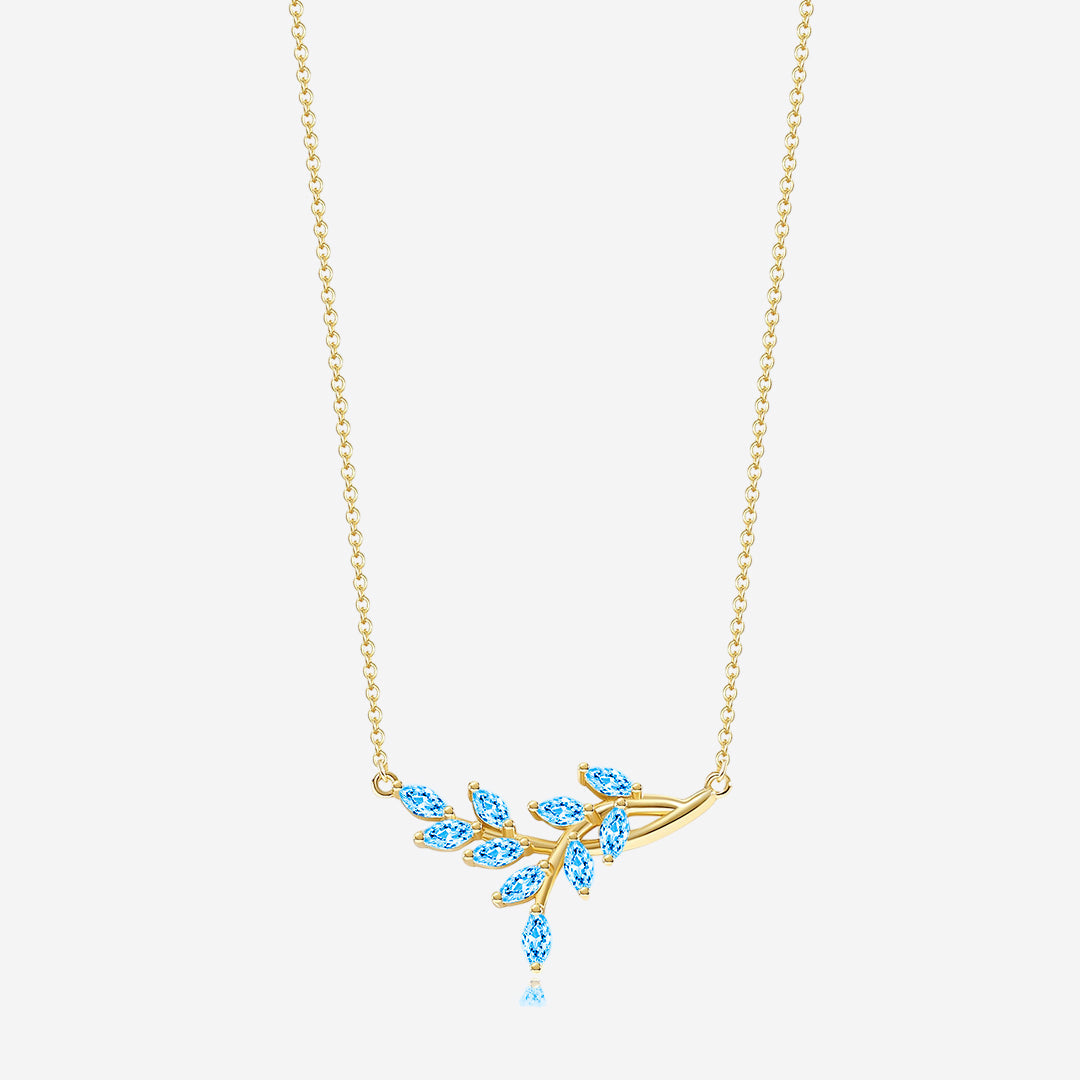 Collana pendente a foglia con pietra portafortuna
