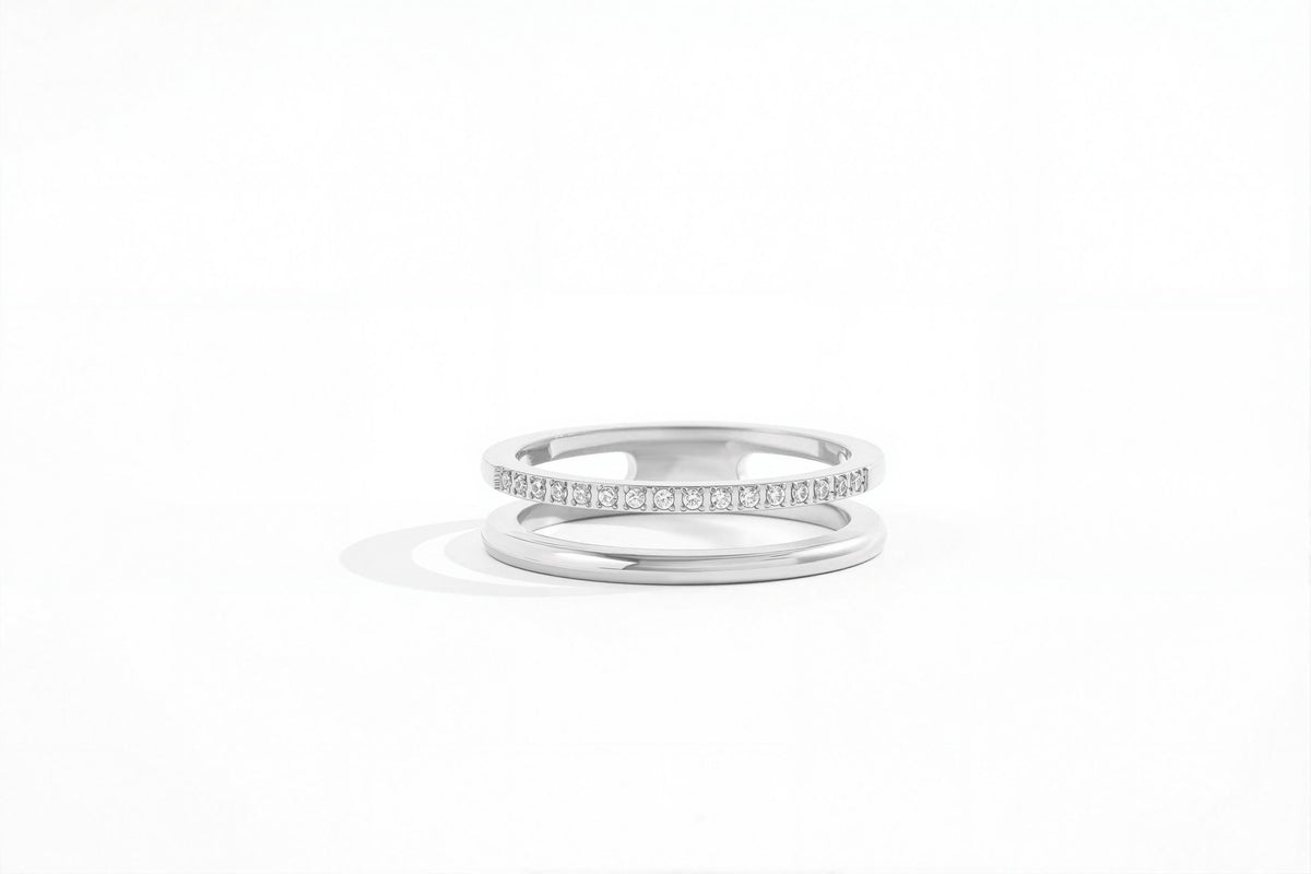 Double Band Pave Ring