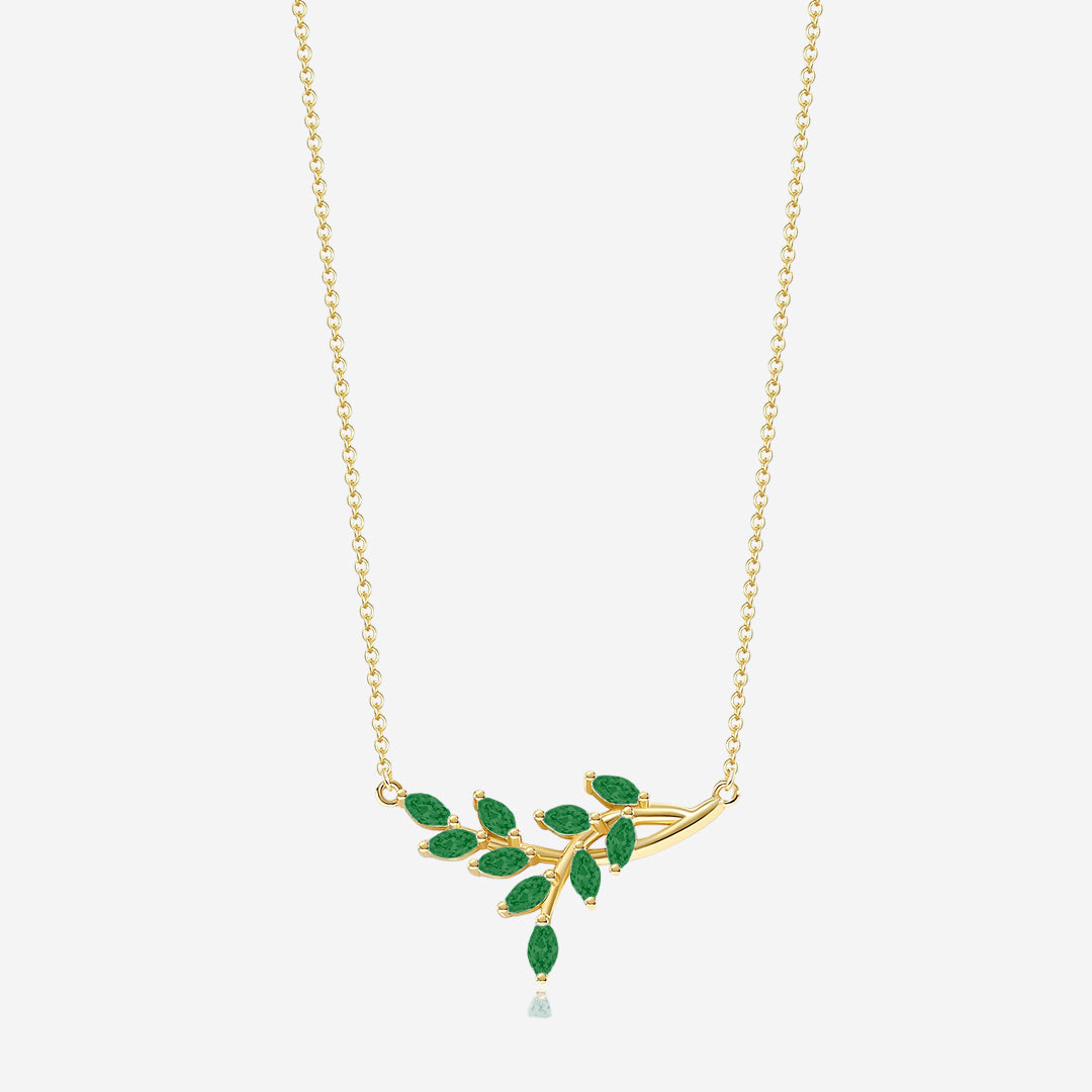 Collana pendente a foglia con pietra portafortuna