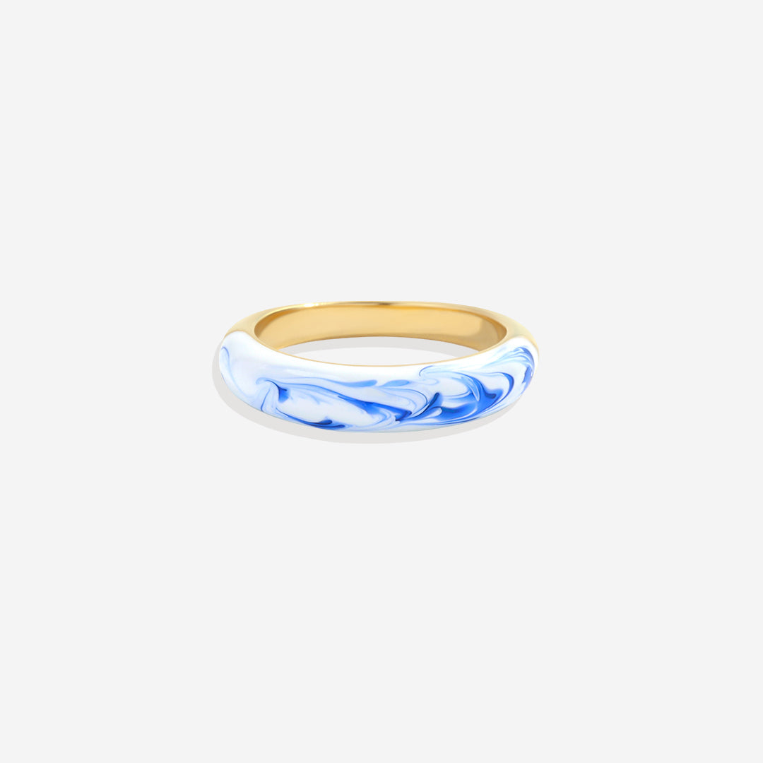 Ring mit blauer Porzellan-Kuppel