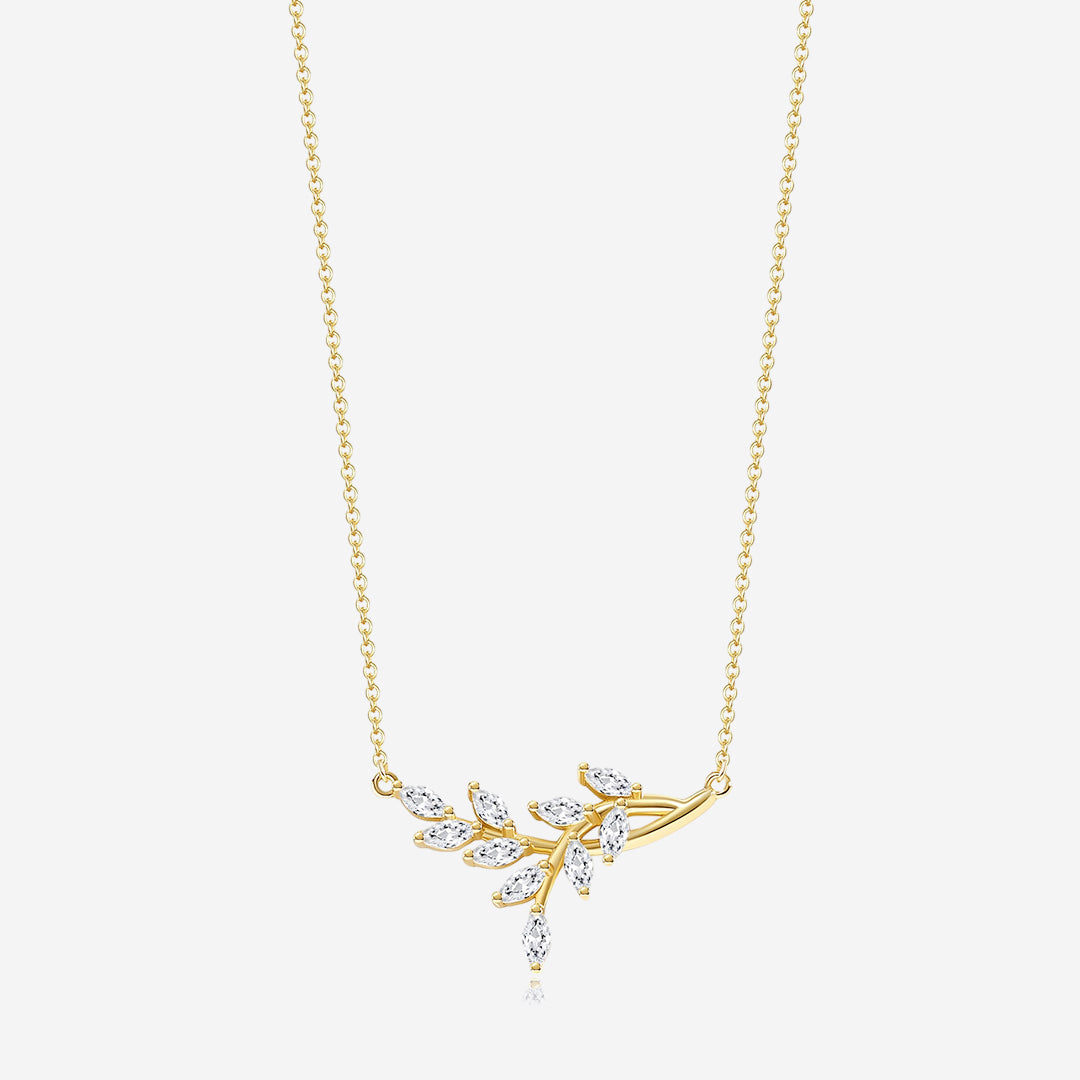 Collana pendente a foglia con pietra portafortuna