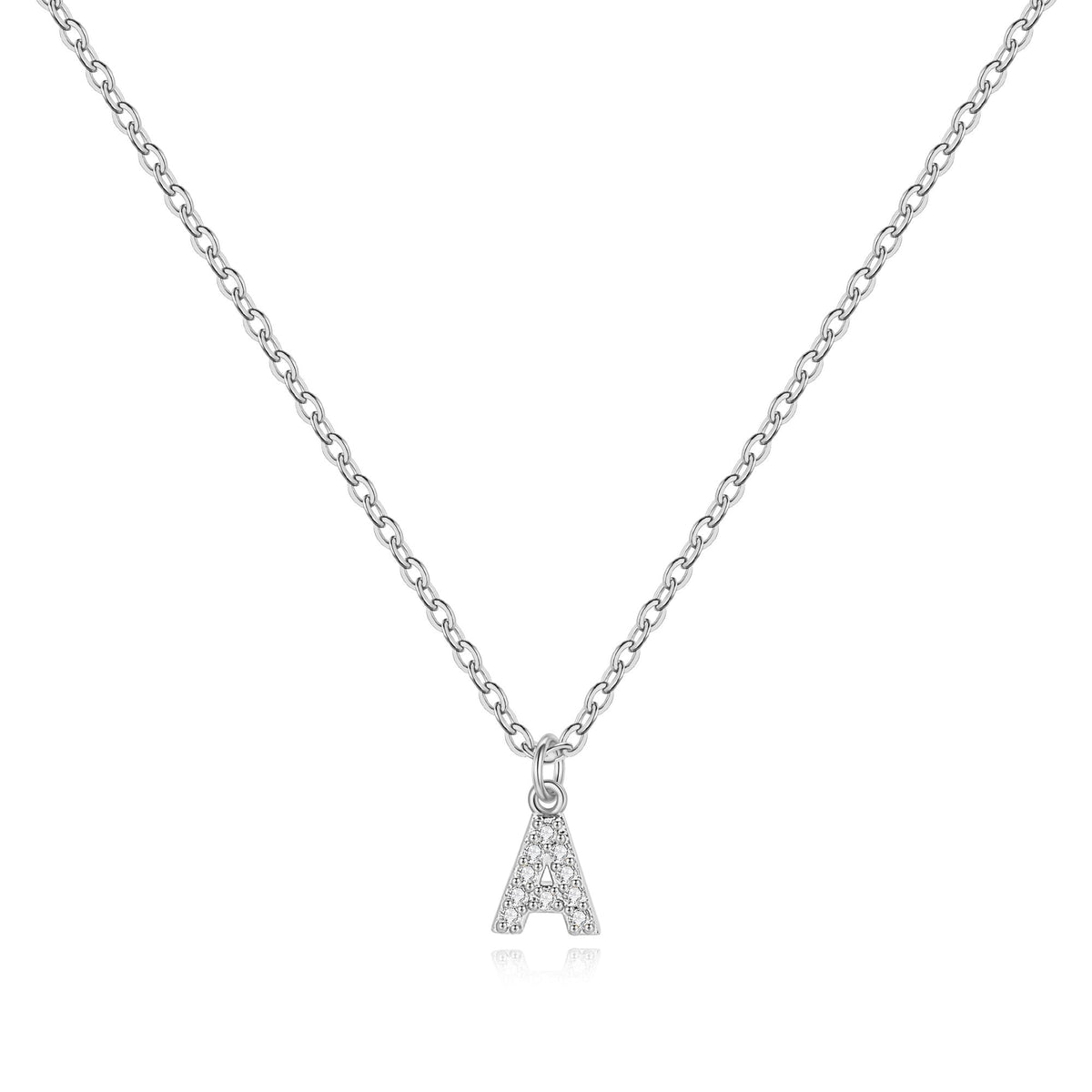 Halskette mit Initiale aus Sterlingsilber und Pavé