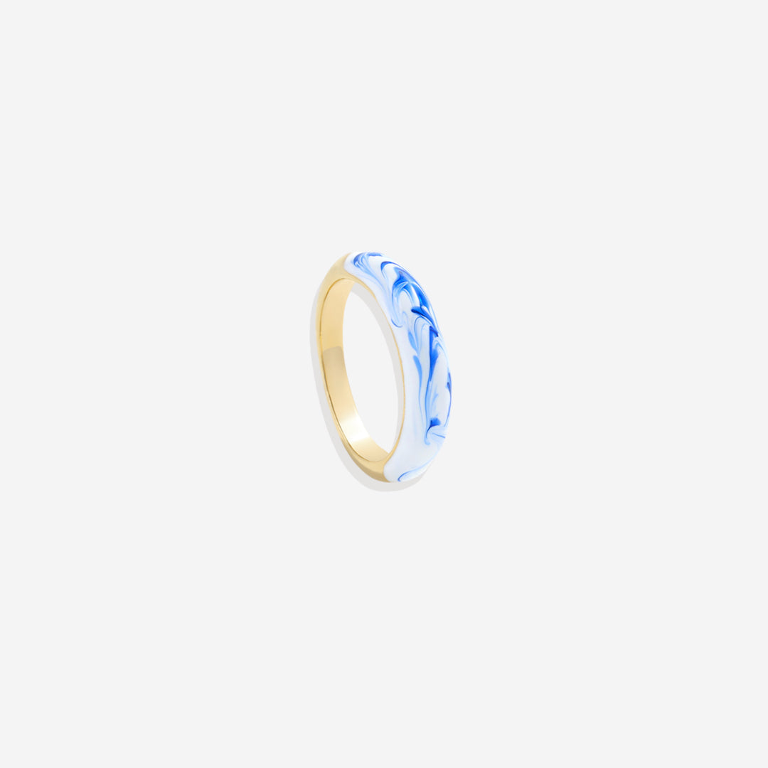 Ring mit blauer Porzellan-Kuppel