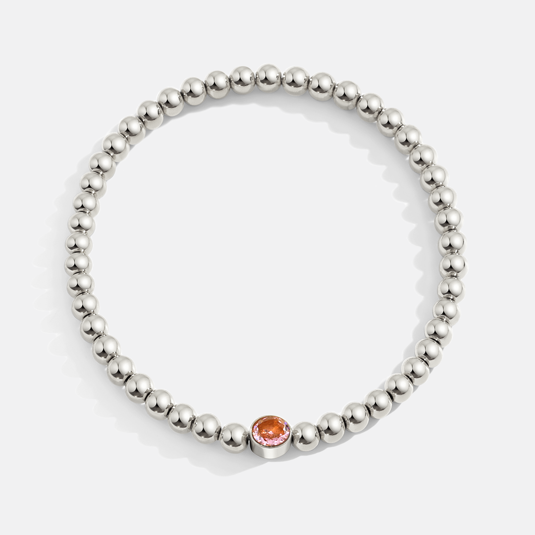 Vergoldetes Perlenarmband mit Geburtsstein