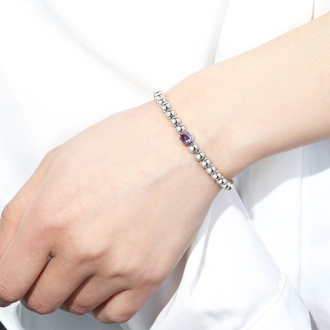 Vergoldetes Perlenarmband mit Geburtsstein
