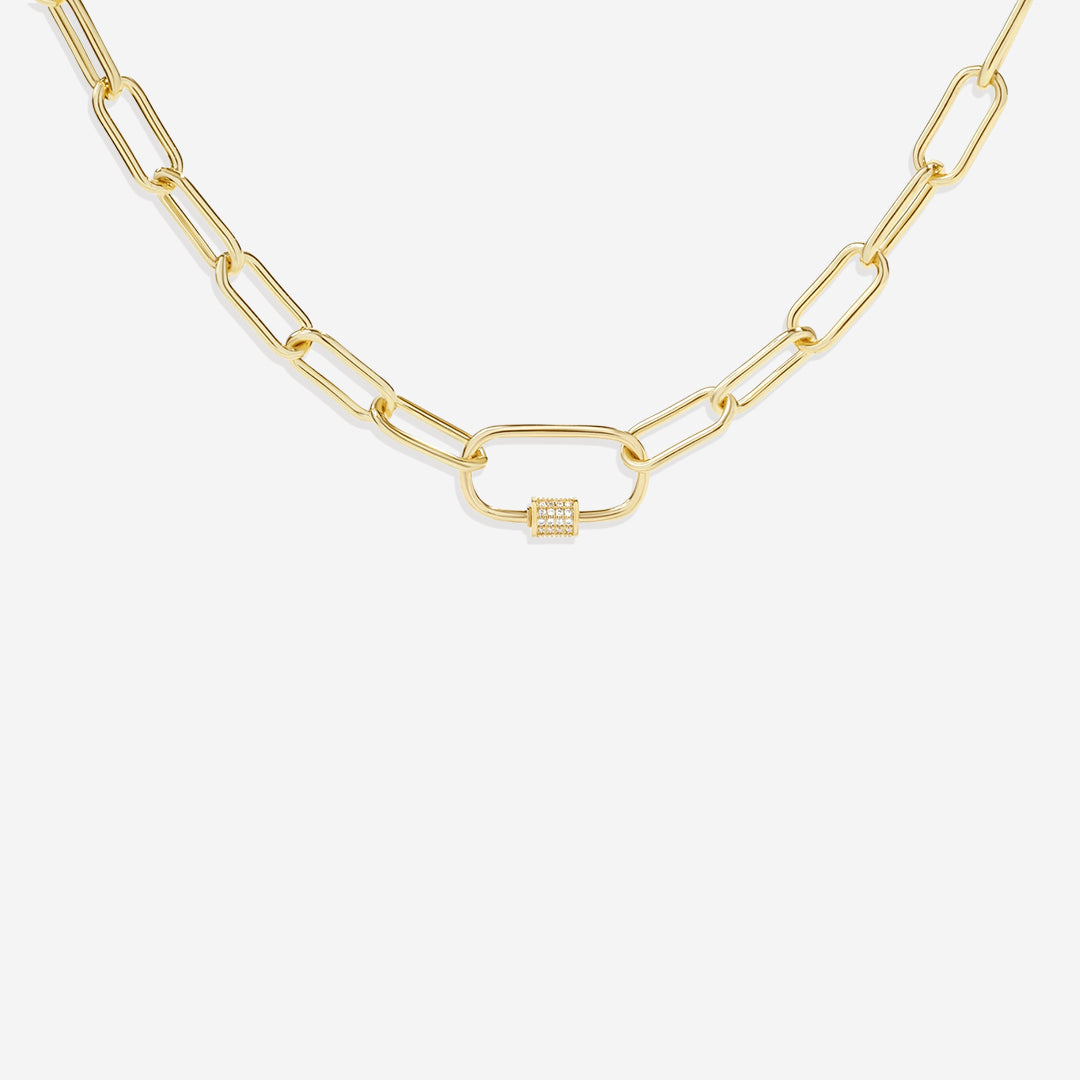 Collana a catena con moschettone pavé