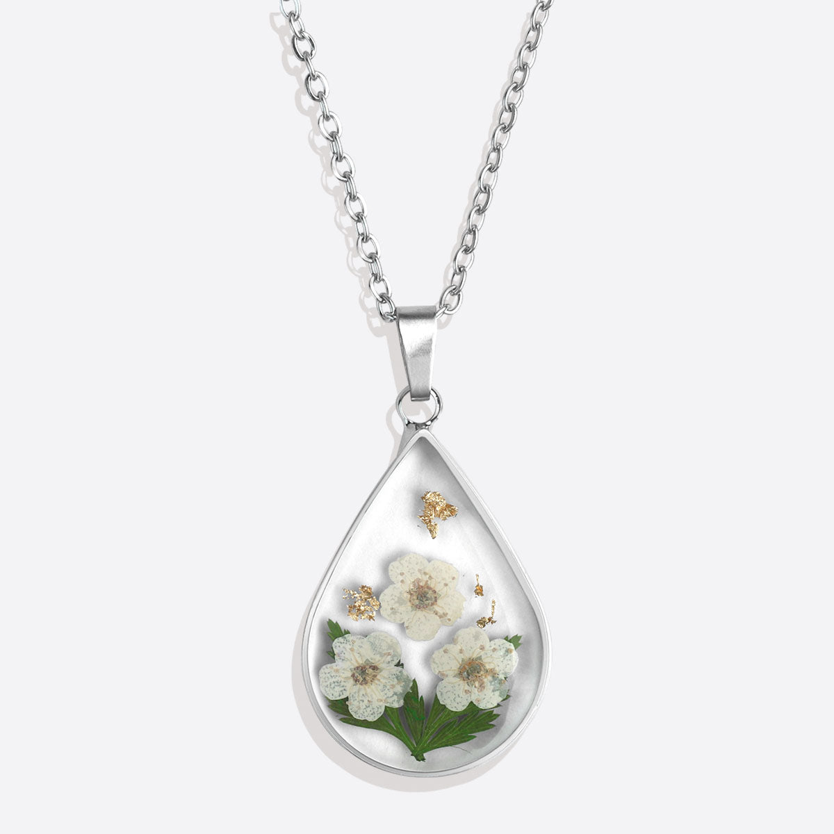 Gepresste Geburtsblumen-Tropfen-Halskette