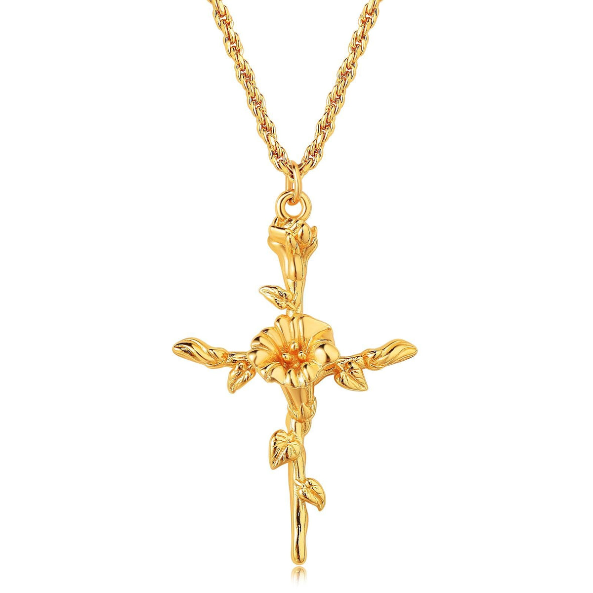 Collana con Pendente Croce Floreale