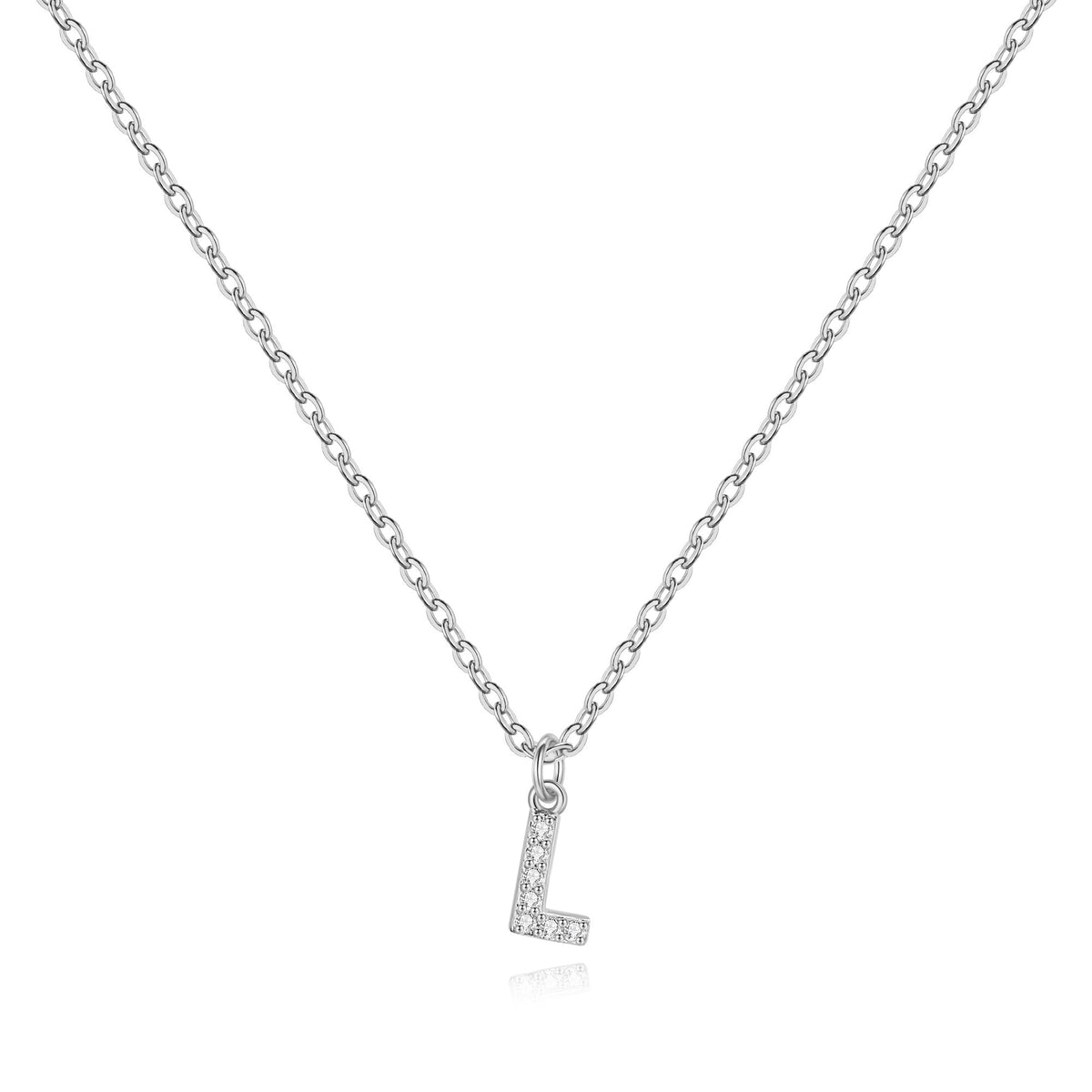 Halskette mit Initiale aus Sterlingsilber und Pavé