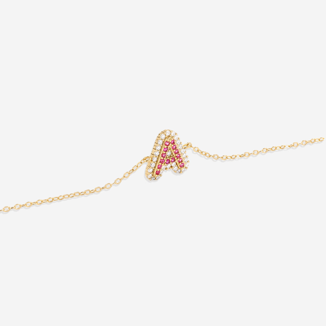 Pinkes Pave-Initialen-Armband