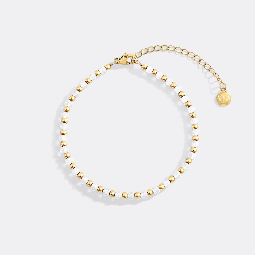 Geburtsstein- und Goldperlenarmband