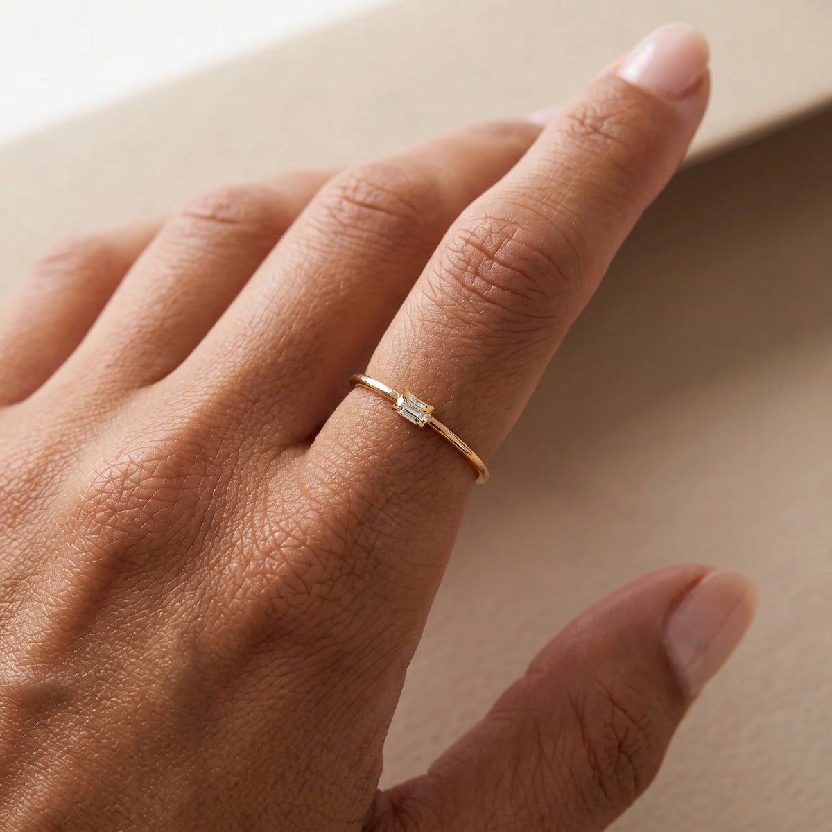 Diamant zierlicher Baguette-Stapelring