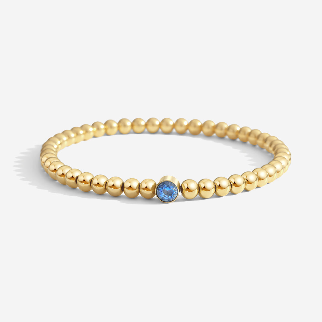 Vergoldetes Perlenarmband mit Geburtsstein