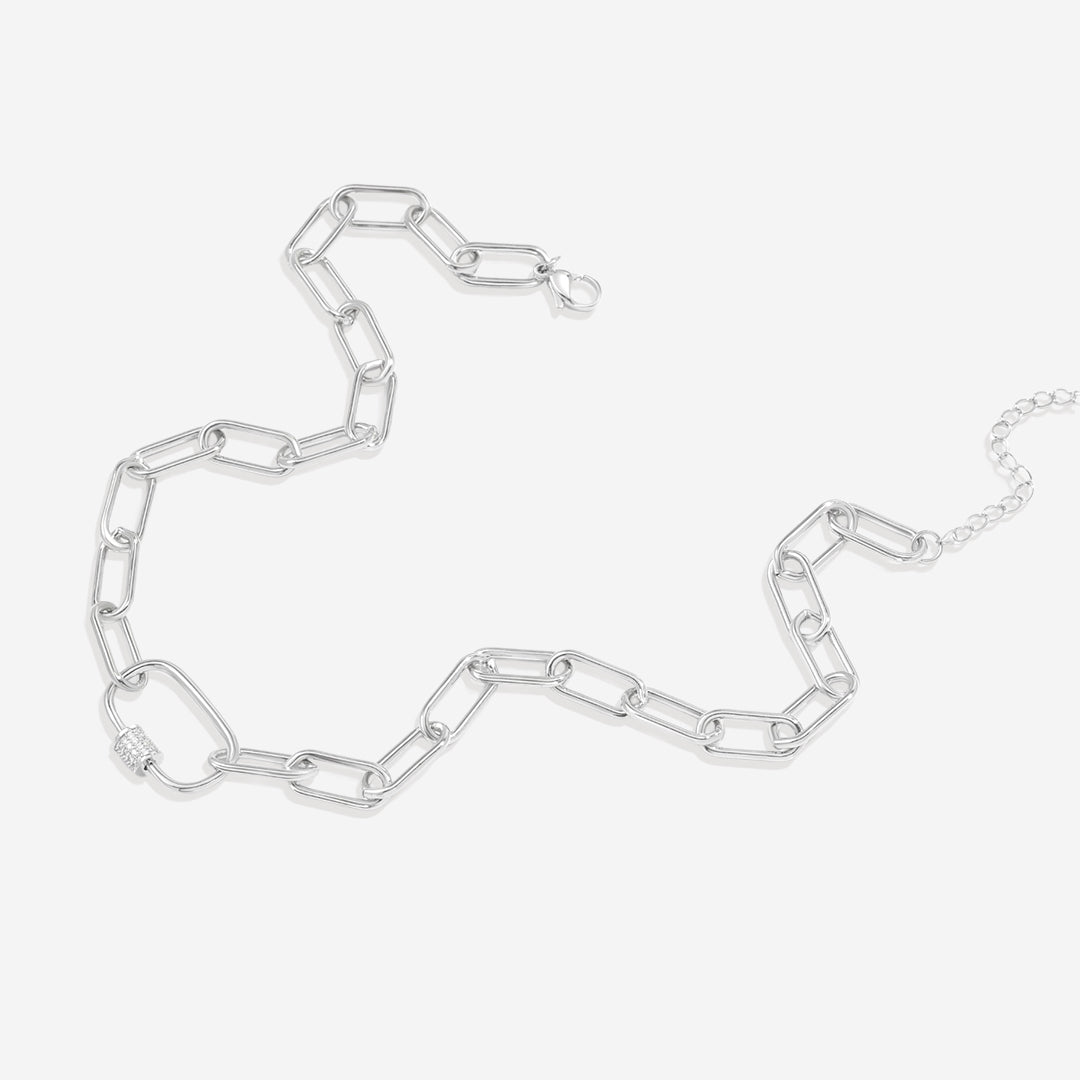 Collana a catena con moschettone pavé