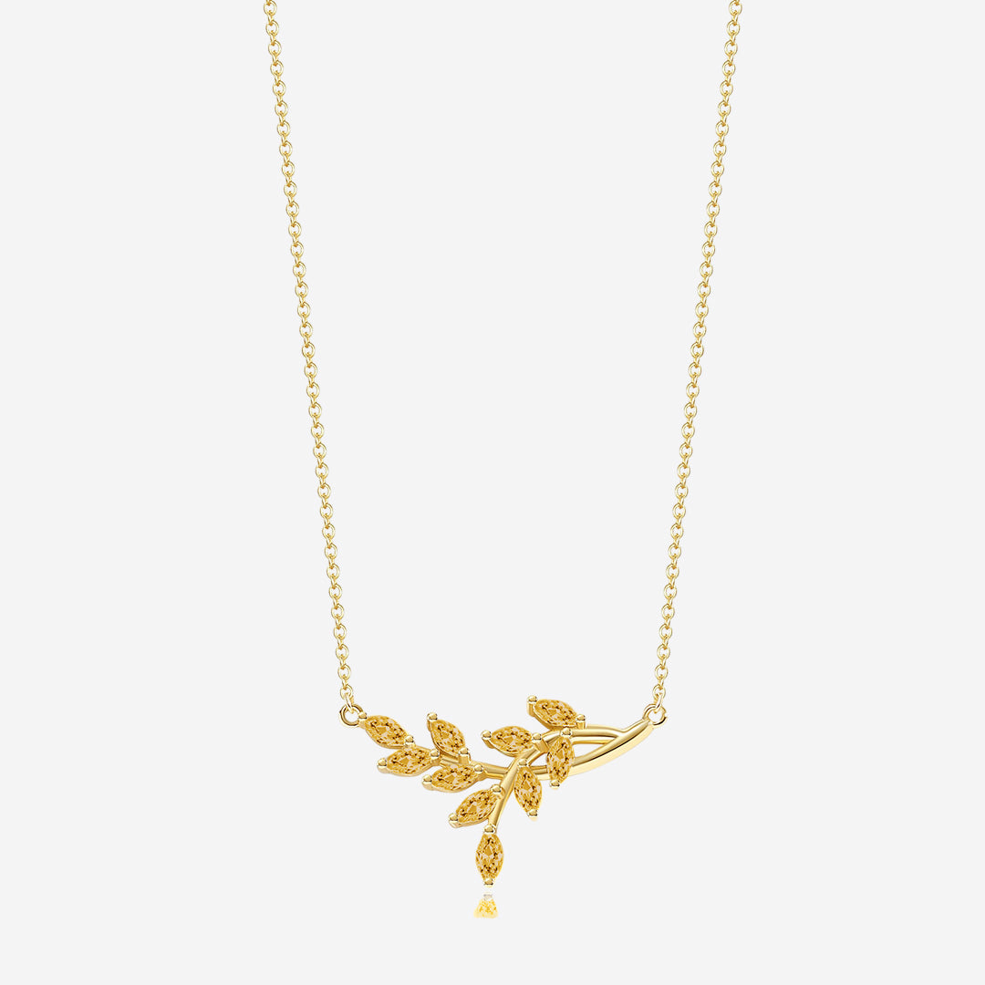 Collana pendente a foglia con pietra portafortuna