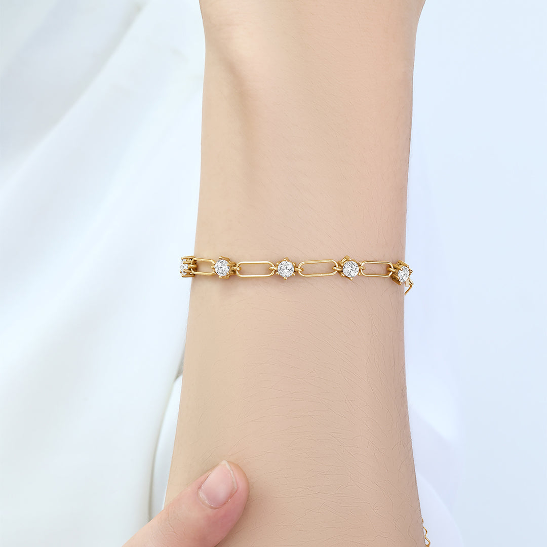 Bracciale a Graffetta con Dettagli in Pietre Preziose