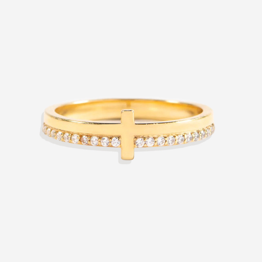 Lass Gott die Kontrolle haben Goldenes Kreuz Ring
